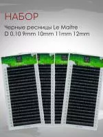 Набор черных ресниц Le Maitre D 0.10 9mm, 10mm, 11mm, 12mm (20 линий)
